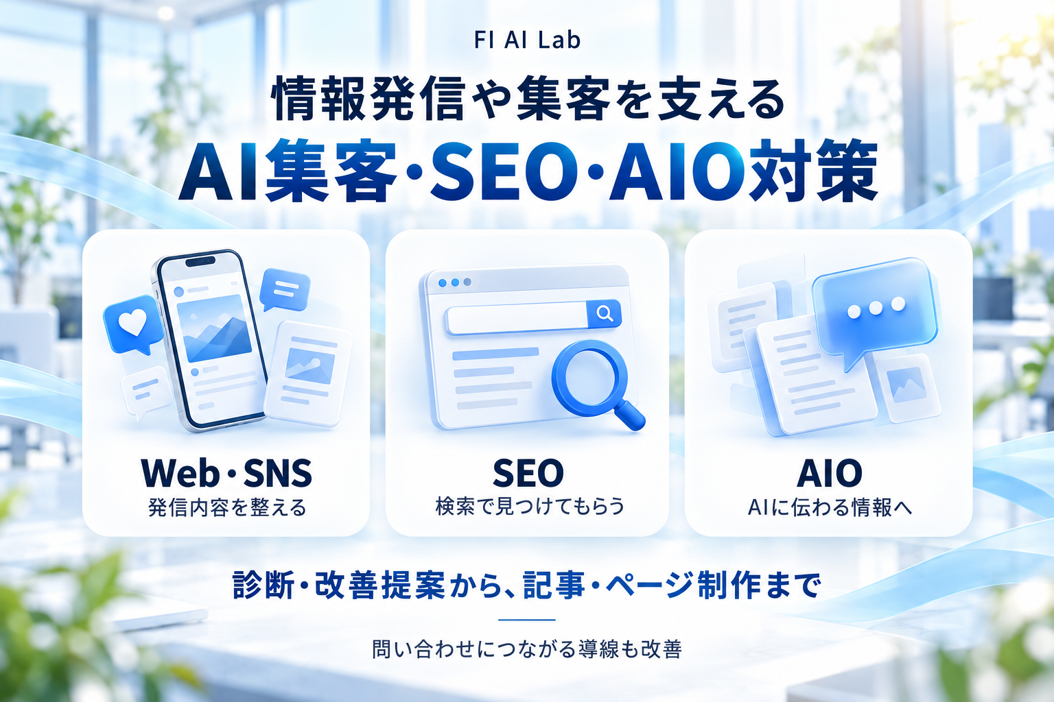 情報発信や集客を支える「AI集客・SEO・AIO対策」
