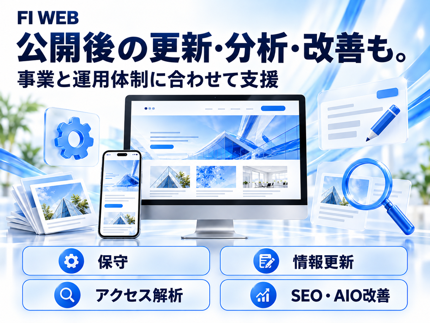 公開後の更新・分析・改善も、運用体制に合わせて支援
